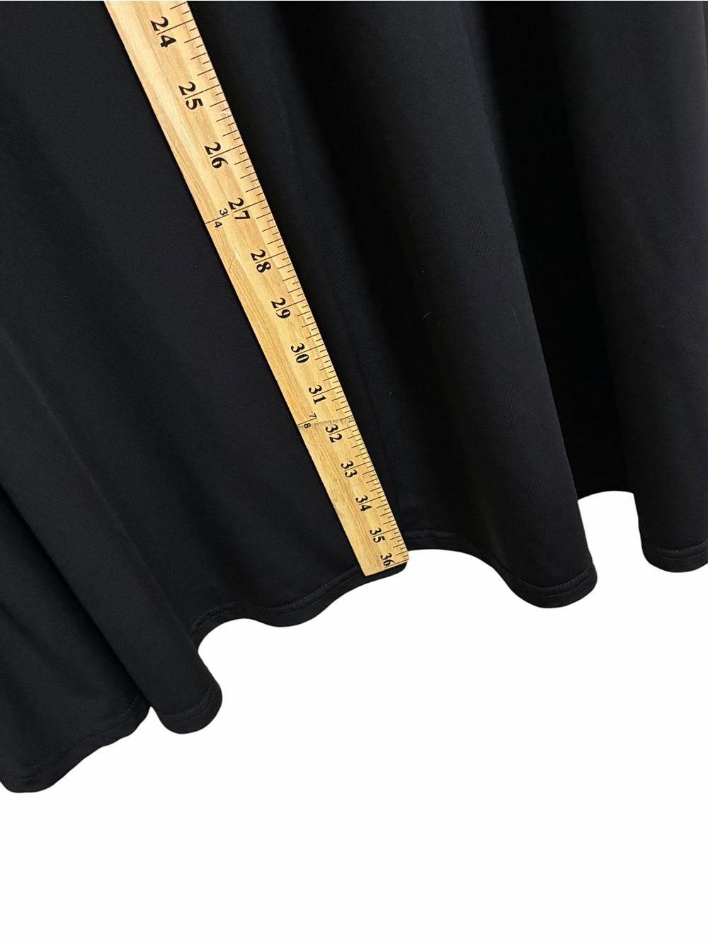 Leota Black Dress Large Solid Minimalist Stretch Flowy 3/4 Sleeves Pockets Swing - Picture 8 of 9